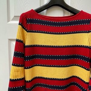 Vintage St. John Collection by Marie Gray Sz 8 Striped Cropped Santana Knit Top